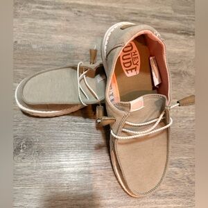 Hey Dude Wendy Heathered Stretch Slip-Ons in khaki  and Coral Pink